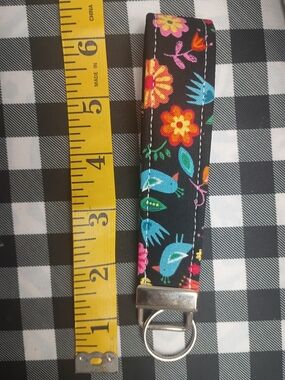 Floral Black Wristlet Key Fob